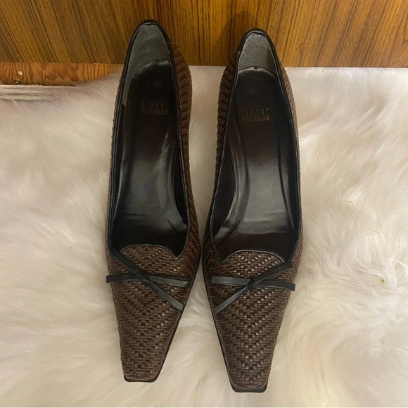 Stuart Weitzman women’s brown‎ basket  weave heels in size 8 - Picture 3 of 11